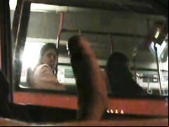 Flashing his cock to girl on a bus
