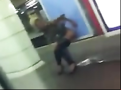 Drunkened hooker urinating in the metro