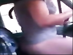Street hooker rides on a big prick while driving around