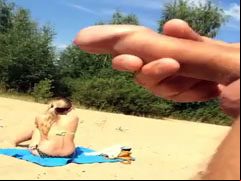 Jerking off to girls on the beach and in a field
