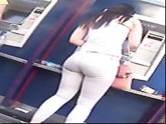 Tight pants and heels on a babe in the city